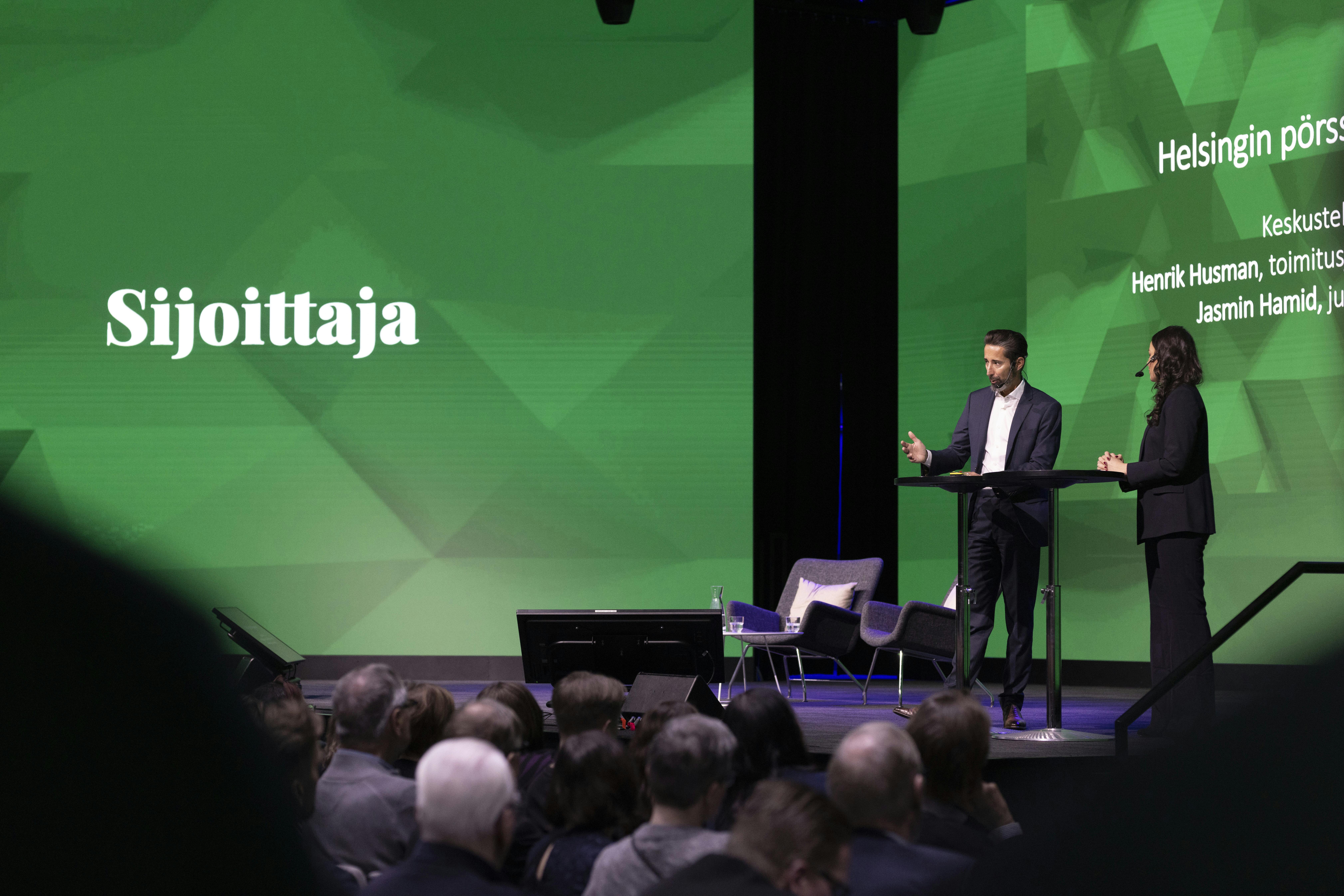 Sijoittaja 2025 keynote speaker puhumassa