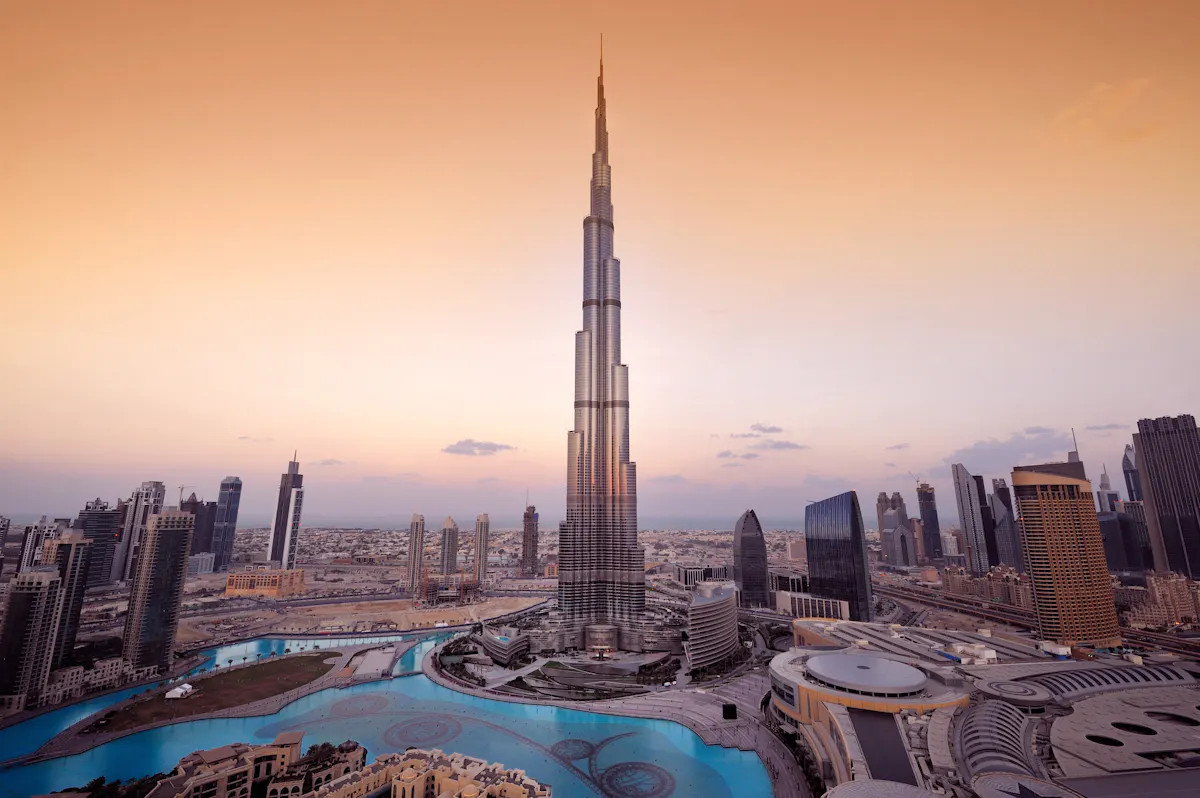 Tyylitelty ilmakuva Dubai Citystä