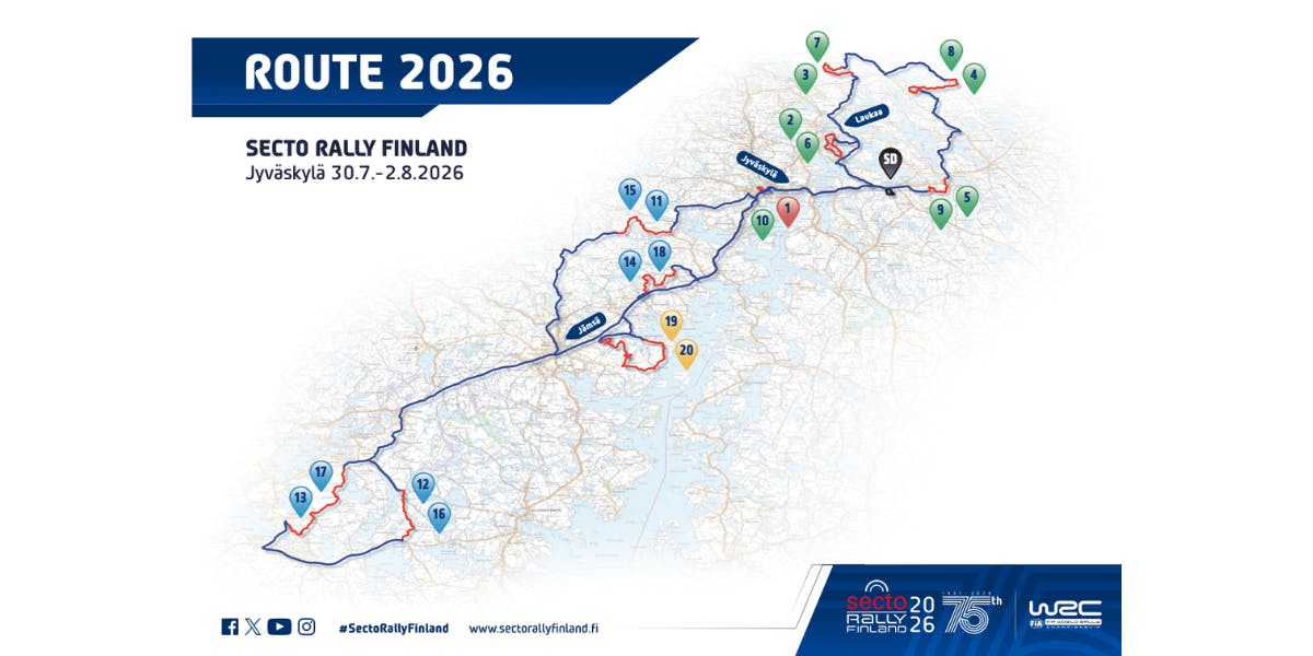 Secto Rally reittikartta 2026.