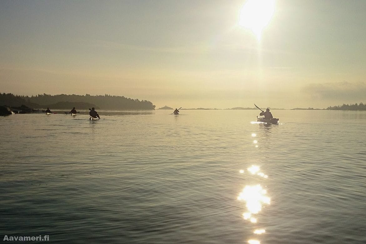 Evening kayaking in Turku Archipelago.