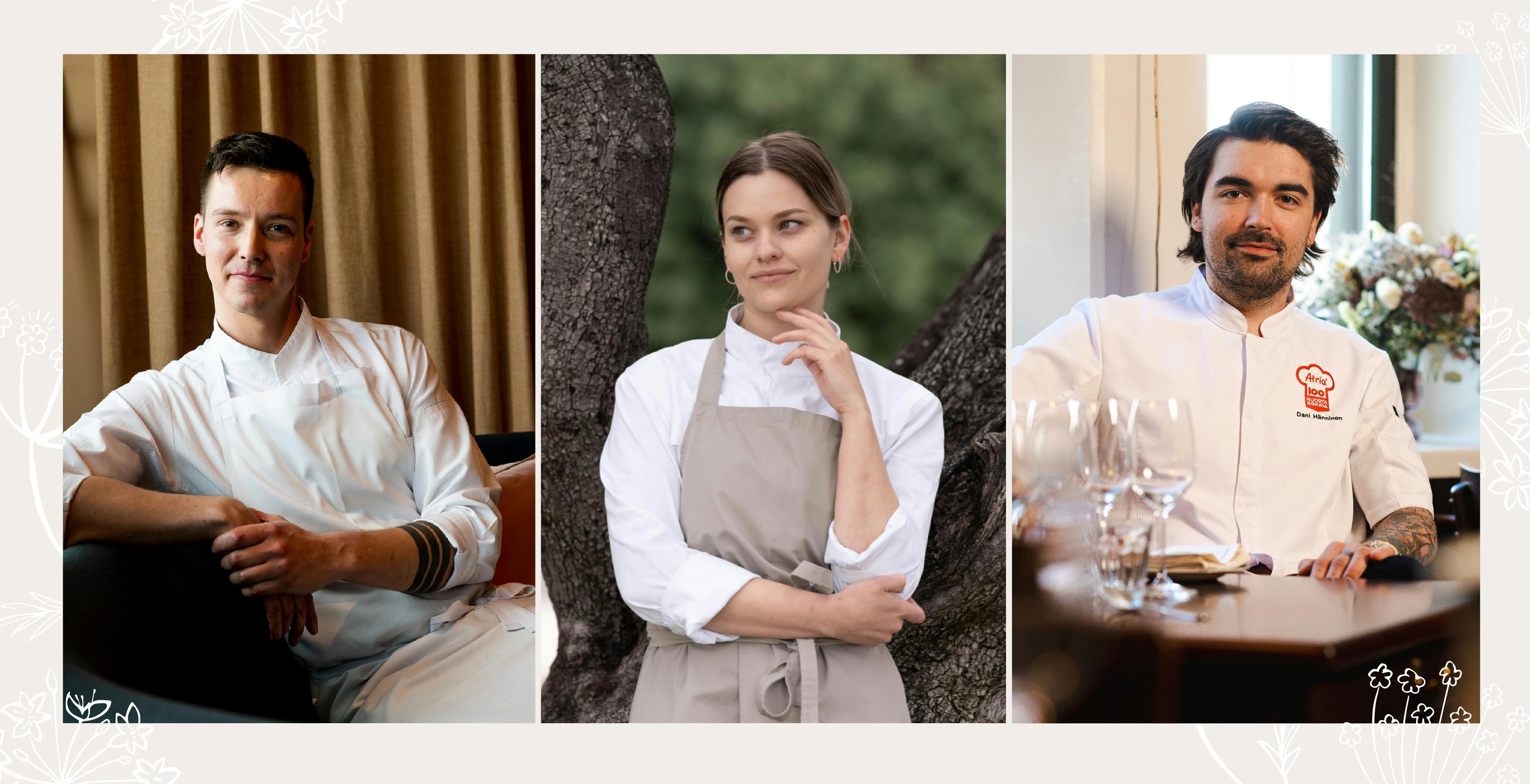 Three chefs, Jonathan Slotte, Pinja Paakkonen, Dani Hänninen.
